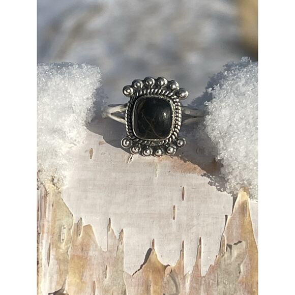 925 Sterling Silver Genuine Blackjack Turquoise Stone Southwestern Ring Sz 9 - Picture 9 of 15